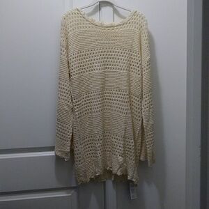 NWT crochet sweater off the shoulder hollow out pull over